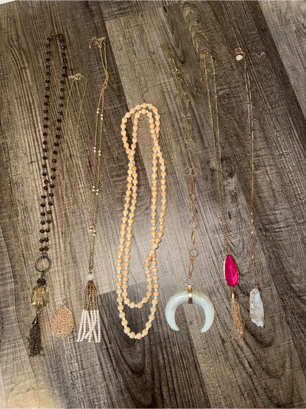 Gold-Tone Pink Stone Pendant Necklace - Women Jewelry